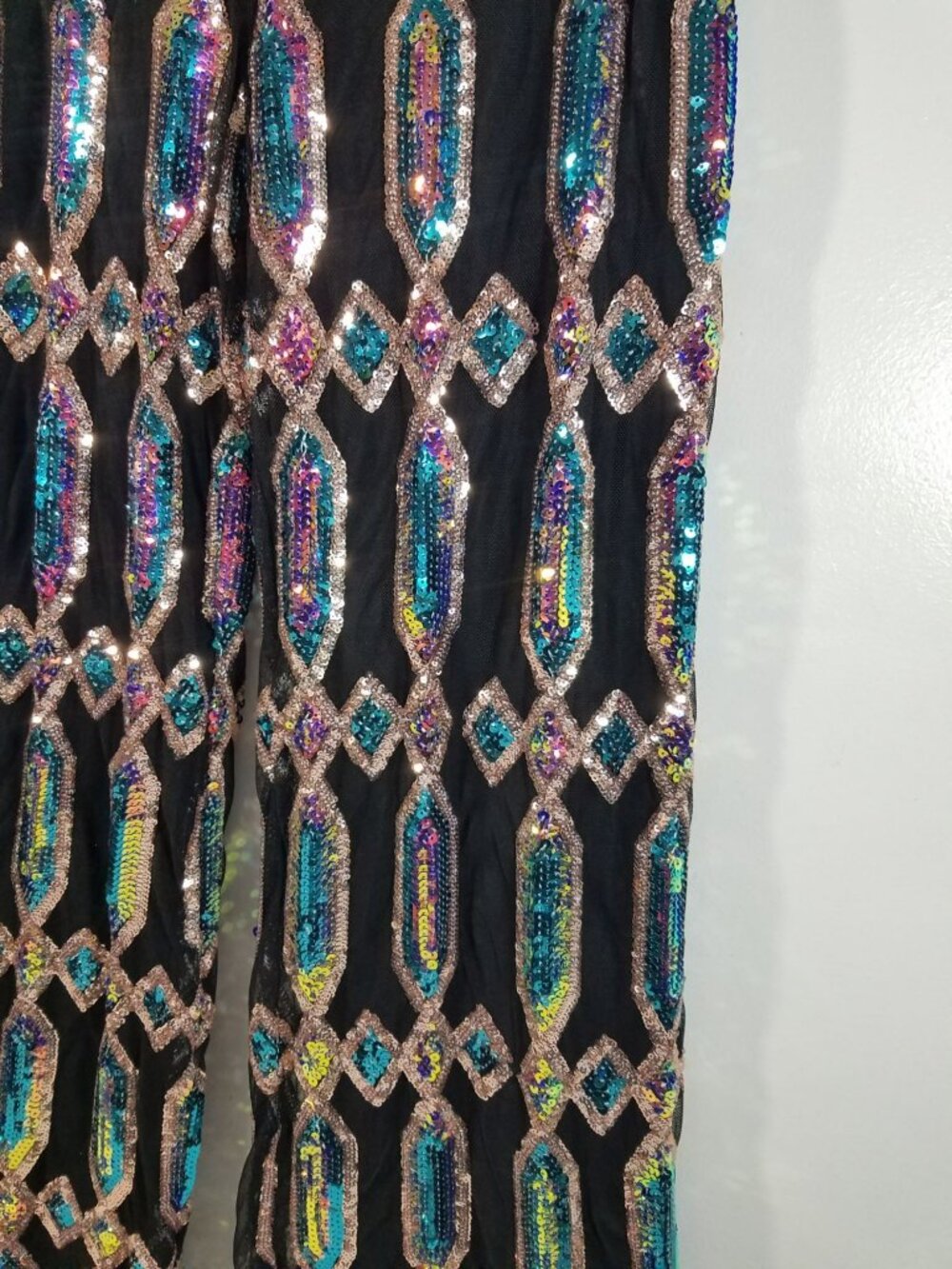 Fashion Nova Just Your Fairytale Black Sequin Matching Pant Set LARGE New - Picture 5 of 11